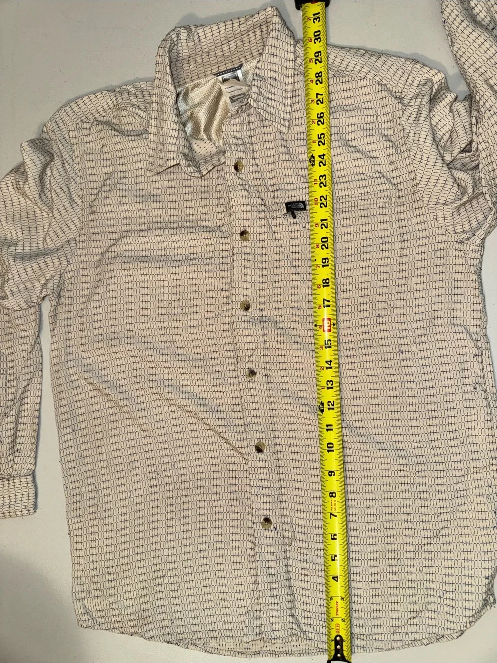 The North Face Men's tan Button-Down Shirt with Navy Grid